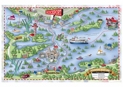 Illustration and printing of Rockport Boatlines Route Map